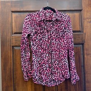 Pink cheetah button down